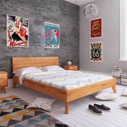 Holzbett aus Kernbuche Massivholz 35 cm Fußteil günstig online kaufen