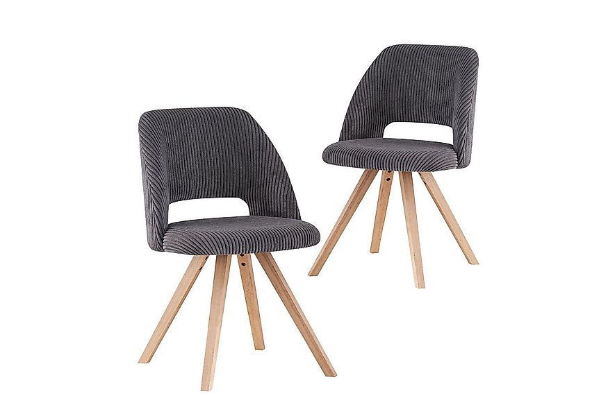 B&D home 4-Fußstuhl VICKY (2er Set, 2 St), gepolstert, Kordstoff, Holzbeine günstig online kaufen