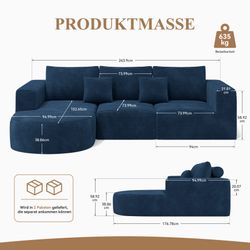 HawthyHome Ecksofa L-form 264x177cm Cloud-Sofa aus günstig online kaufen