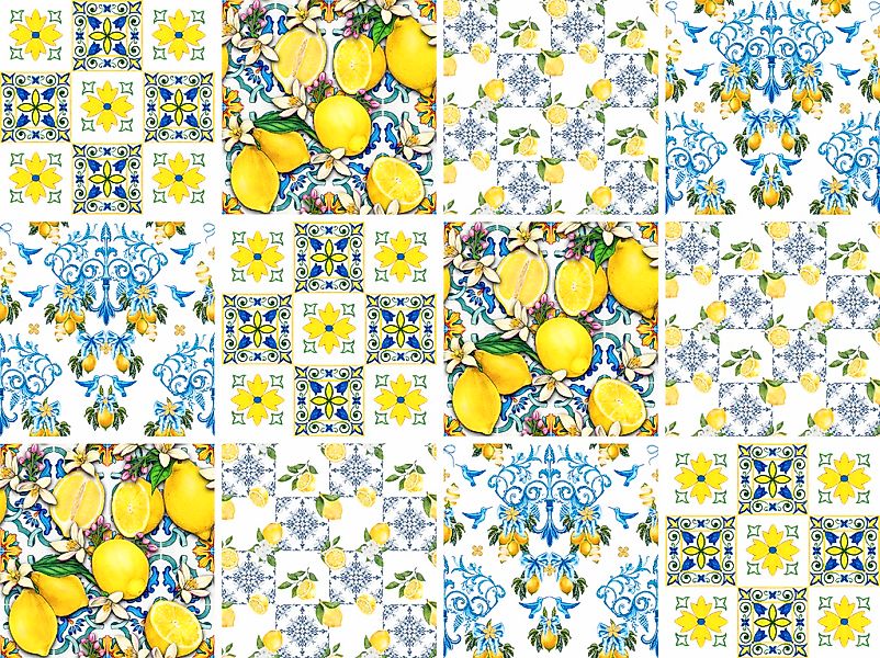 queence Fliesenaufkleber "Ornamente mit Zitronen", (12 St.), selbstklebend, günstig online kaufen