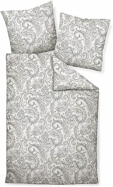 Janine Janine Feinbiber Bettwäsche DAVOS 65152 silber taupe Größe:  135x200 günstig online kaufen