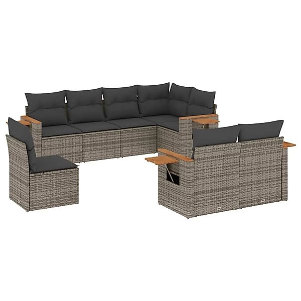 vidaXL 8-Tlg Garten-Sofagarnitur mit Kissen Grau Poly Rattan 3259407 günstig online kaufen