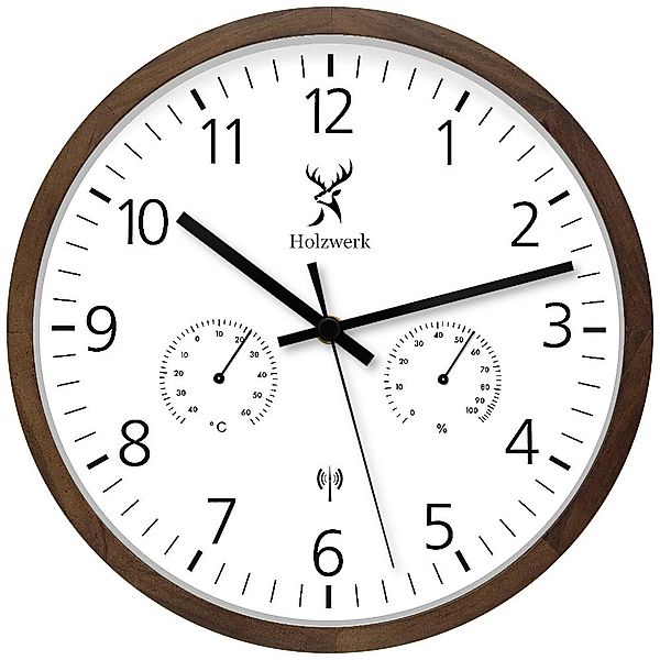 Holzwerk Funkwanduhr Hygrometer & Thermometer Holz günstig online kaufen