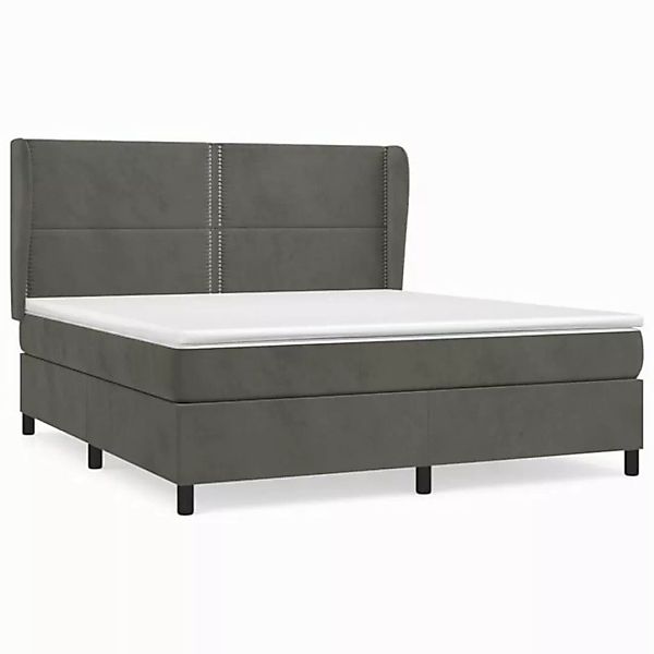 furnicato Bett Boxspringbett mit Matratze Dunkelgrau 180x200 cm Samt (1-tlg günstig online kaufen