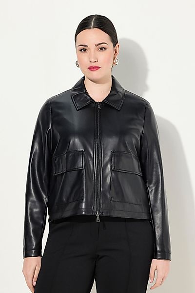 Ulla Popken Lederjacke Jacke Lederoptik Oversized günstig online kaufen
