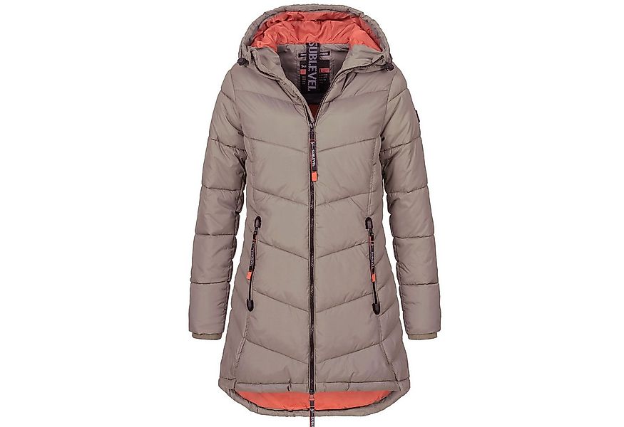 SUBLEVEL Steppjacke Damen Mantel mit Kapuze lange Winter Jacke Parka Stehkr günstig online kaufen