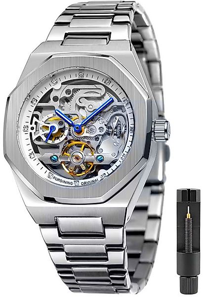 S&T Design Automatikuhr Mechanische Herren Uhr Skelett Edelstahl Herrenuhr, günstig online kaufen