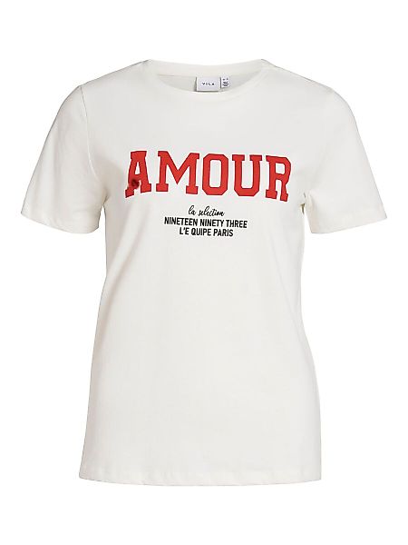 VILA Print Baumwoll T-shirt Damen White günstig online kaufen