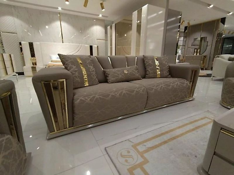JVmoebel 3-Sitzer Sofa 3 Sitzer Textil Holz Modern Sofa Polster Couch Sofas günstig online kaufen