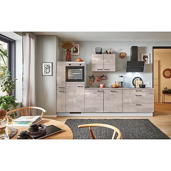 pino Küchenzeile 280 cm Beton Perlgrau Anschlag,inks 1 Geräte-. 1 Seitensch günstig online kaufen