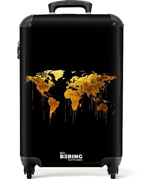 NoBoringSuitcases.com© Hartschalen-Trolley Weltkarte - Gold - günstig online kaufen