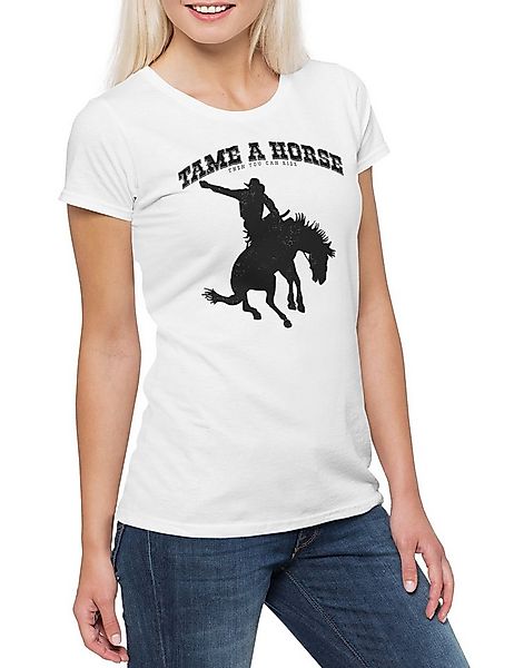Urban Backwoods Print-Shirt Tame A Horse Damen T-Shirt Cowboy Country Rodeo günstig online kaufen