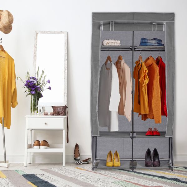 relaxdays Stoffschrank mit 6 Fäch Anthrazit günstig online kaufen