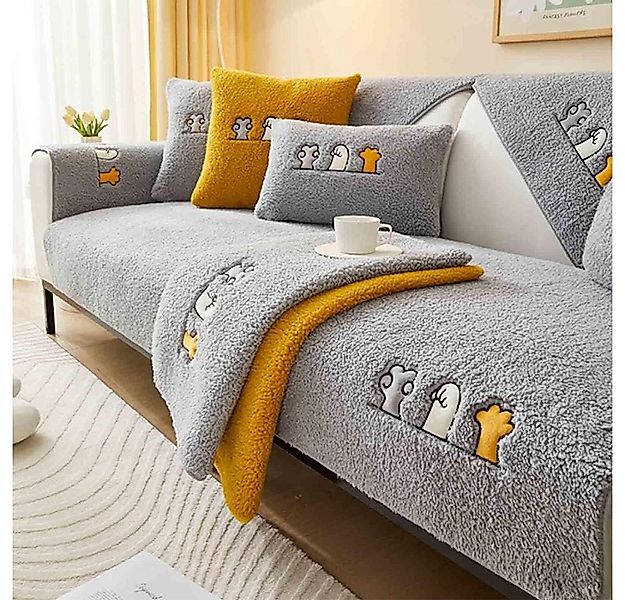 NUODWELL Sofabezug Sofaschutz, Samt rutschfest L Form 1 2 3 4 Sitzer Sofabe günstig online kaufen