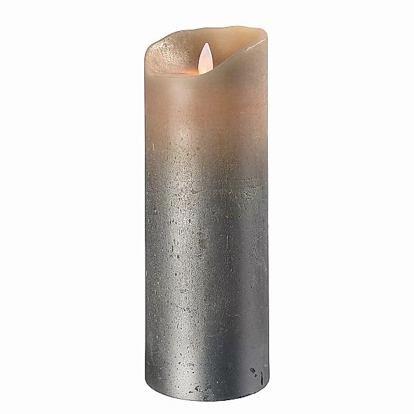 home24 Sompex LED-Kerze Flame IV Echtwachs Grau-Metallic Ø 8 cm günstig online kaufen