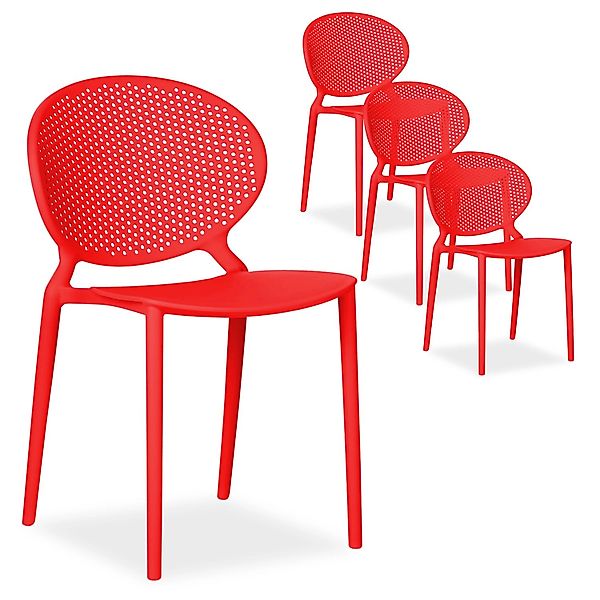 Homestyle4u Gartenstuhl 4er Set in Rot 2469 günstig online kaufen
