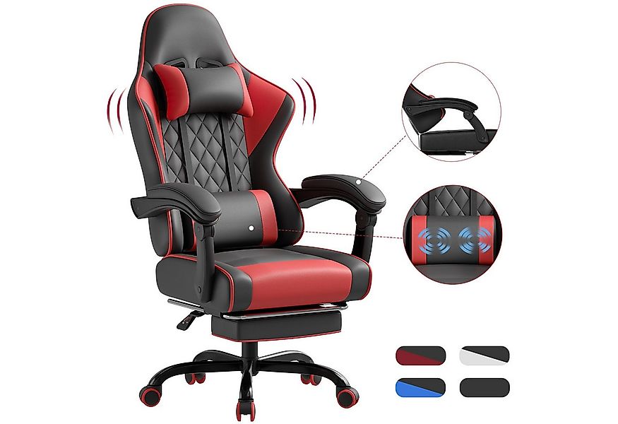 HOMALL Gaming-Stuhl Massage Bürostuhl mit Fußstütze,Kopfstütze Gaming Chair günstig online kaufen