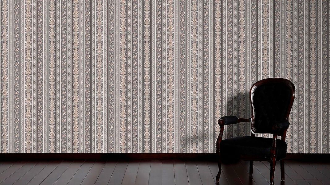 Vliestapete Hermitage Streifen Ornament Glanz Leicht Strukt. Silber Grau FS günstig online kaufen