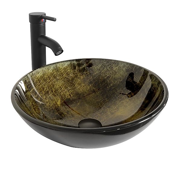 Puluomis Aufsatzwaschbecken Waschbecken Set mit Wasserhahn günstig online kaufen