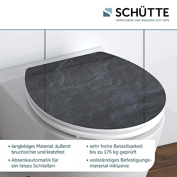 Schütte WC-Sitz "BLACK STONE", High Gloss mit MDF Holzkern, mit Absenkautom günstig online kaufen