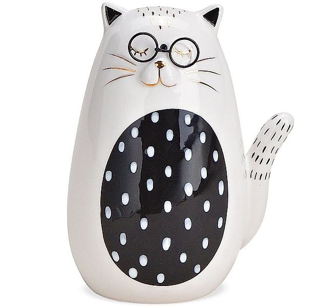 matches21 HOME & HOBBY Dekofigur Katze mit Brille Keramikkatze Keramik weiß günstig online kaufen