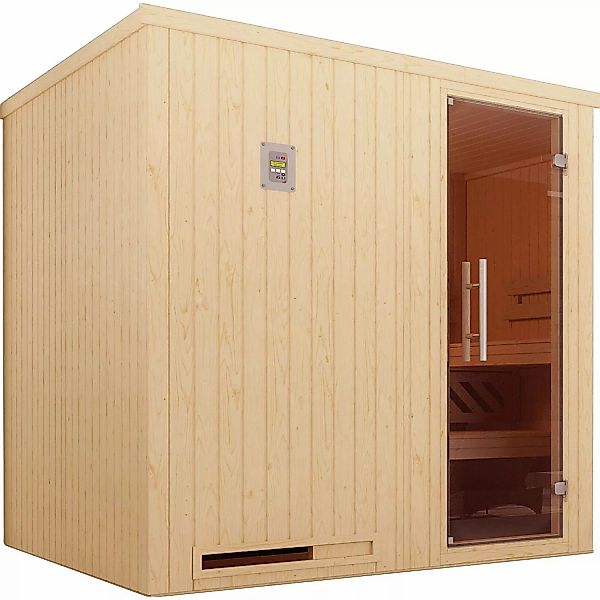 Weka Elementsauna Halmstad 2 Sparset 5,4 kW Kompakt Glastür günstig online kaufen