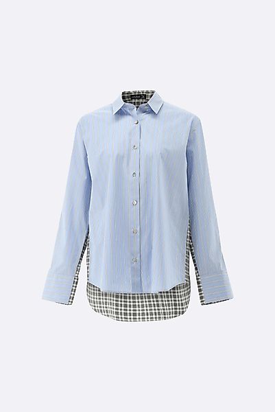 Hemdbluse aus kontrastierenden Stoffen günstig online kaufen