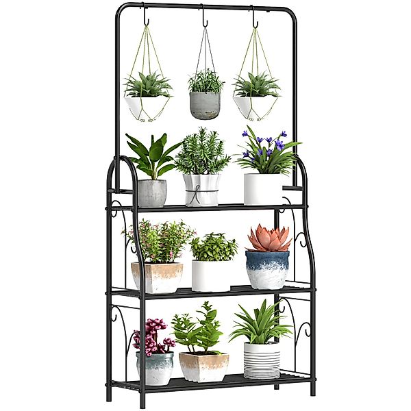 Outsunny  Pflanzenständer Metall Schwarz 75L x 25B x 137H cm günstig online kaufen