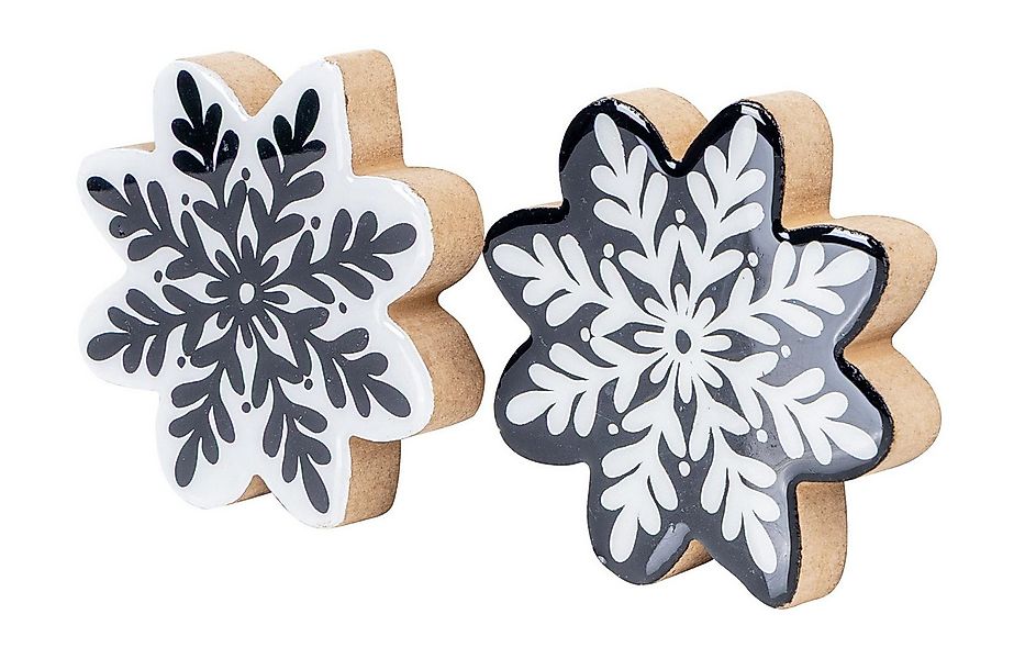 Levandeo® Weihnachtsfigur, 2er Set Deko Aufsteller Schneeflocke H12cm Schwa günstig online kaufen