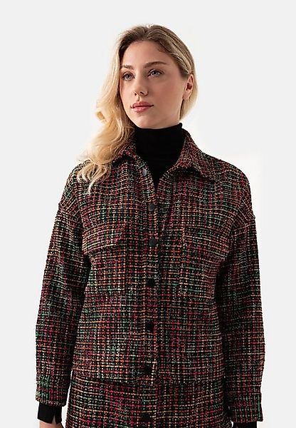 Just Like You Kurzjacke Tweed-Hemdjacke für Damen mit Taschendetail günstig online kaufen