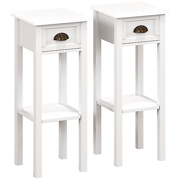 HOMCOM 2er-Set Beistelltische, Nachttische mit Schublade und Ablagefach, mo günstig online kaufen