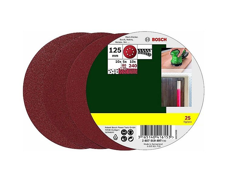BOSCH Schleifpapier 25 tlg. Schleifblatt Set Ø 125 mm, P80/120/240, Exzente günstig online kaufen
