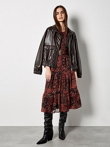 Apricot Druckkleid Midikleid mit Ikat-Muster günstig online kaufen