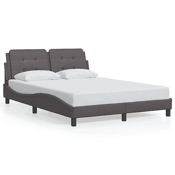 vidaXL Bettgestell, Bettrahmen mit Kopfteil Grau 120x200 cm Kunstleder günstig online kaufen