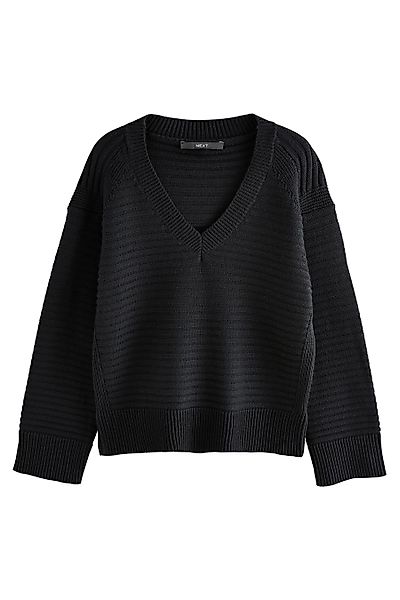 Next V-Ausschnitt-Pullover Gerippter Strickpullover mit V-Ausschnitt günstig online kaufen