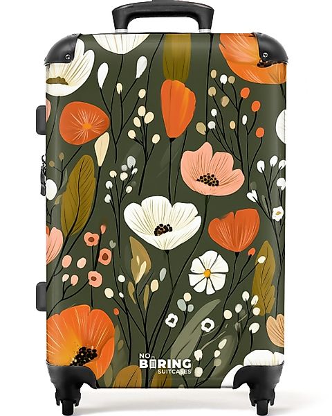 NoBoringSuitcases.com© Hartschalen-Trolley Weiße und orangefarbene Blüten günstig online kaufen