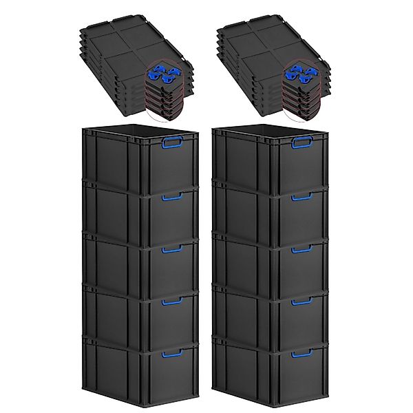 PROREGAL SparSet 10x Eurobox Nextgen Color Mit Auflagedeckel HxBxT 32x40x60 günstig online kaufen