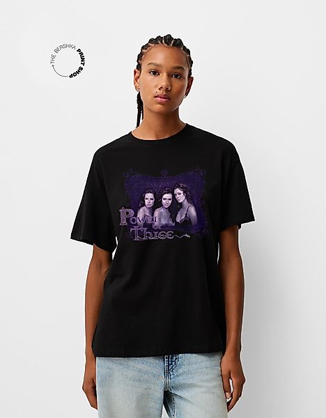 Bershka Charmed Oversize-T-Shirt Mit Kurzen Ärmeln Damen L Schwarz günstig online kaufen