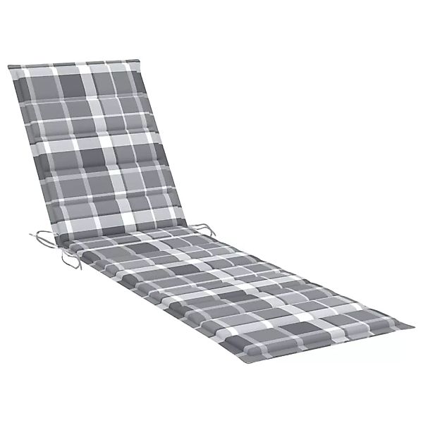 Sonnenliegen-auflage Grau Karomuster 200x50x4 Cm Stoff günstig online kaufen