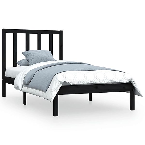 vidaXL Bett Massivholzbett Schwarz Kiefer 100x200 günstig online kaufen