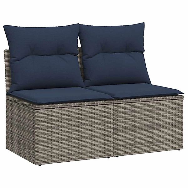vidaXL 2-Tlg Garten-Sofagarnitur mit Kissen Grau Poly Rattan Akazie 3325237 günstig online kaufen