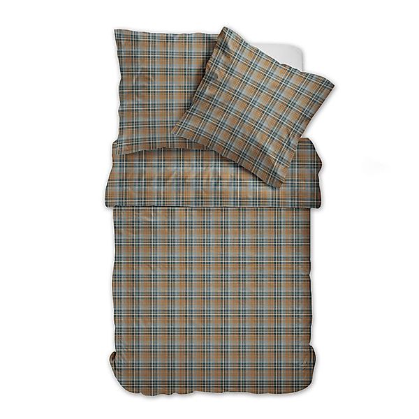 Dormabell Flanell Bettwäsche 11475 kariert natur, blau braun 135x200 günstig online kaufen