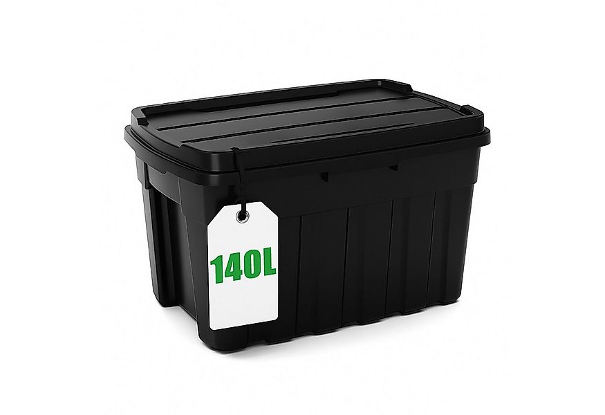 ONDIS24 Aufbewahrungsbox Tuffbox Lagerbox mit Deckel 140L schwarz, 77 x 52 günstig online kaufen