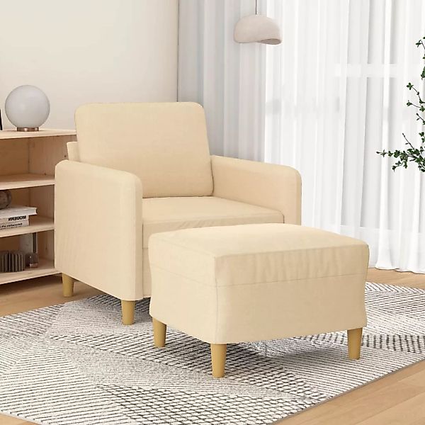 Vidaxl Sessel Mit Hocker Creme 60 Cm Stoff günstig online kaufen