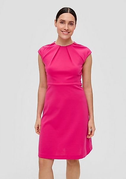 s.Oliver BLACK LABEL Minikleid Kurzes Kleid mit plissiertem Rundhalsausschn günstig online kaufen