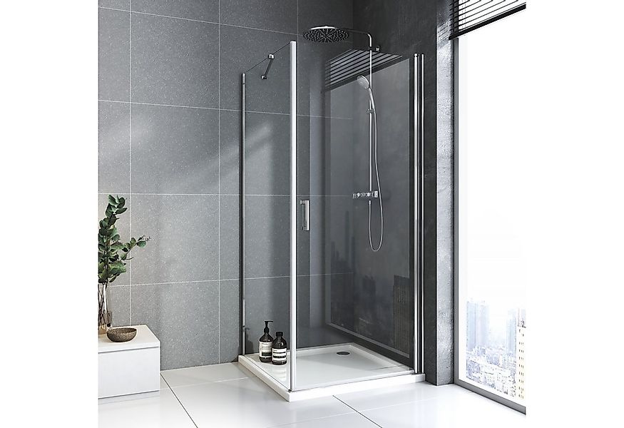 Boromal Eckdusche Duschkabine Eckeinstieg Pendeltür Drehtür mit seitenwand günstig online kaufen