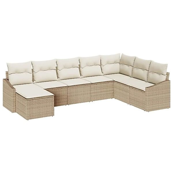 vidaXL Gartensofa-set mit Kissen 8-Tlg Beige und Creme Poly-Rattan 3355510 günstig online kaufen