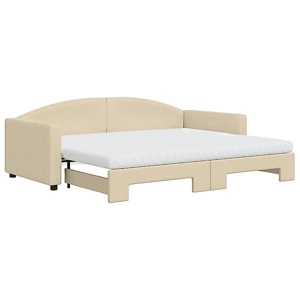 vidaXL Tagesbett Ausziehbar mit Matratzen Creme 90x200 cm Stoff1886825 günstig online kaufen