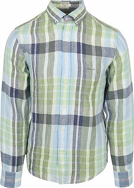 Gant Hemd Leinen Karos Blau Grün  - Größe XXL günstig online kaufen