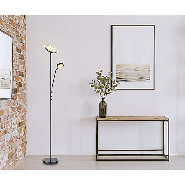 Globo LED-Stehlampe Ernst 2-flammig Schwarz matt 260 x 1800 mm günstig online kaufen